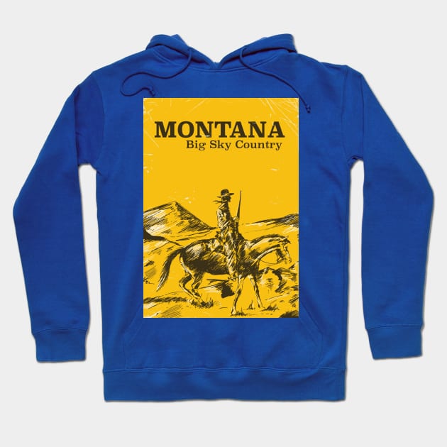 Montana Cowboy Vintage travel poster Hoodie by nickemporium1